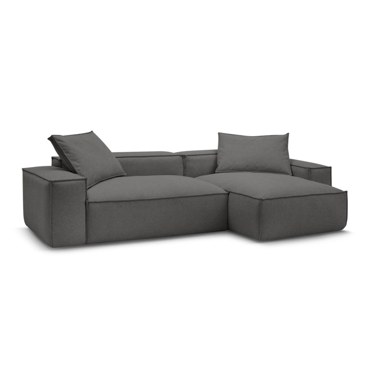 Canapé d'angle fixe 3 places en tissu chiné, BOHEME gris foncé, BOBOCHIC
