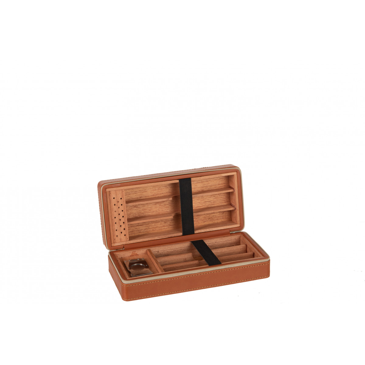 Boîte à cigares en similicuir camel - 23x11x7cm marron, WADIGA