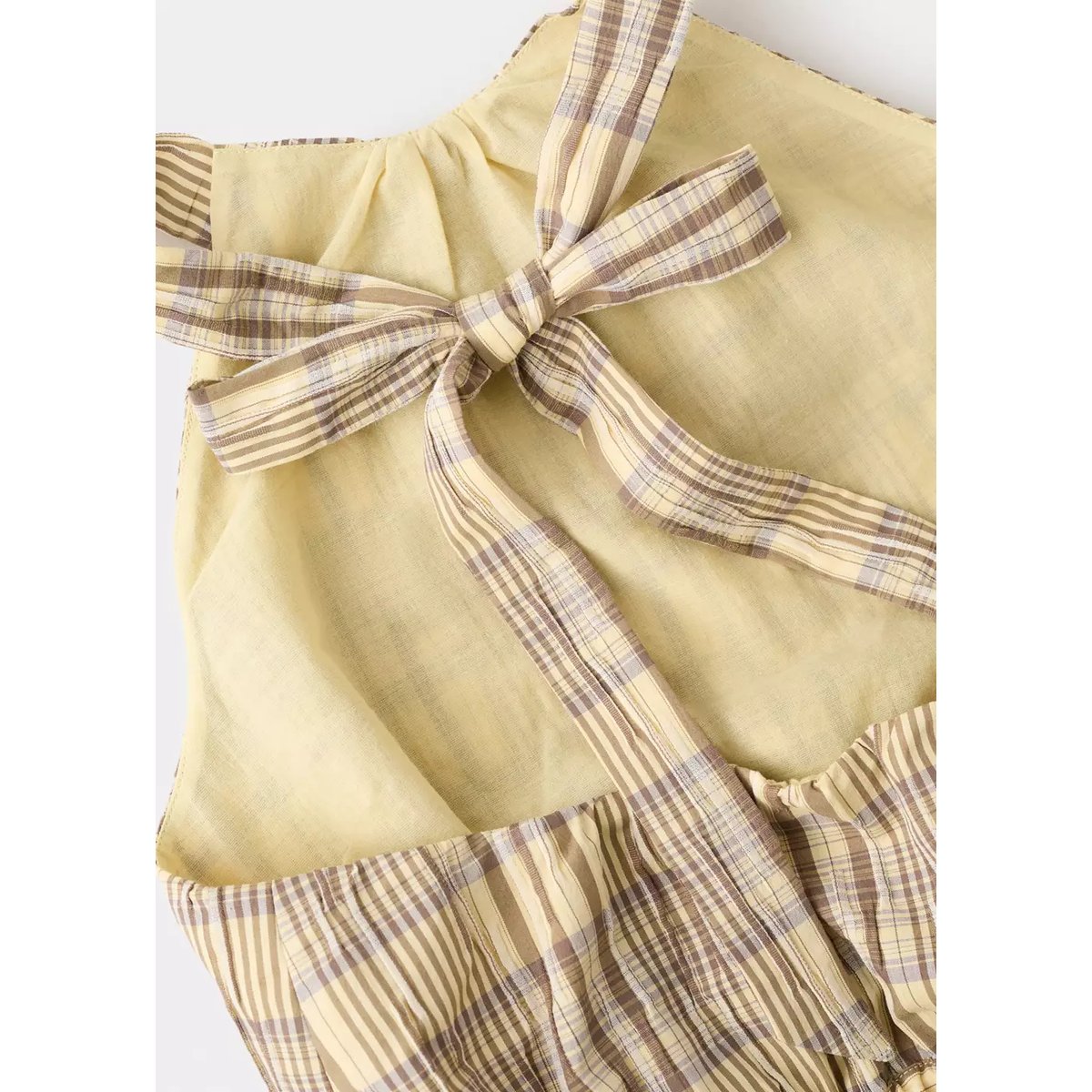 Top halter à carreaux marron, MANGO