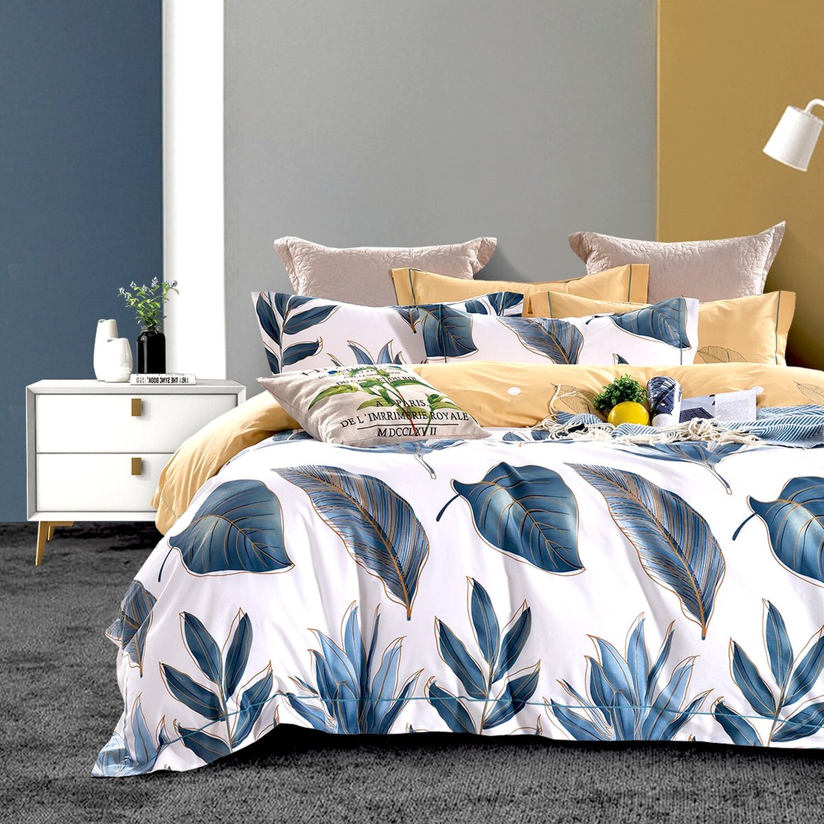 Parure housse de couette polycoton, Florine multicolore, C DESIGN HOME TEXTILE