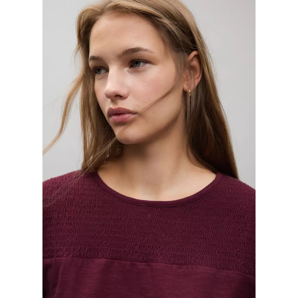 T-shirt coton nid d'abeille bordeaux, MANGO TEEN
