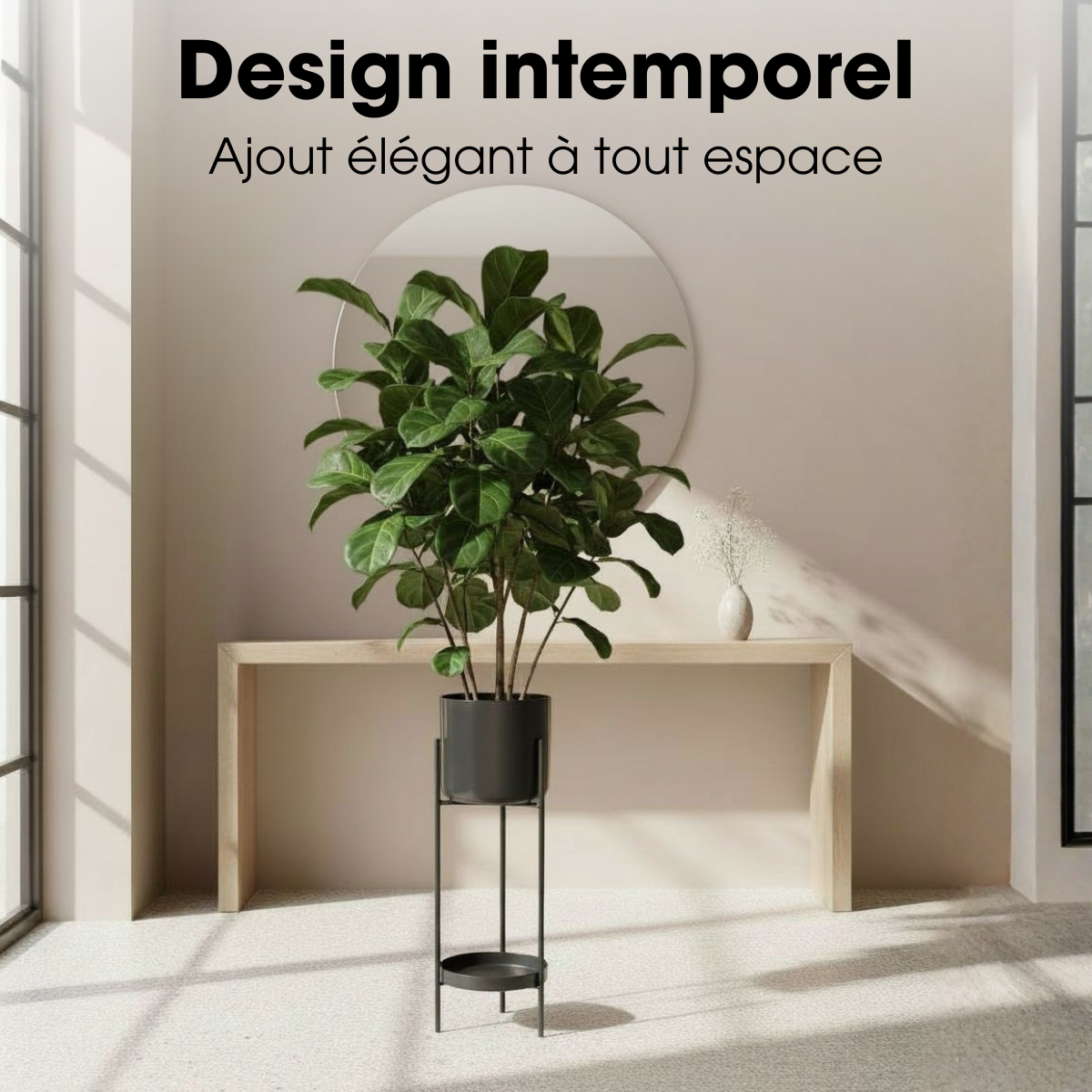 Cache-pot sur support COLYN noir, MICA DECORATIONS