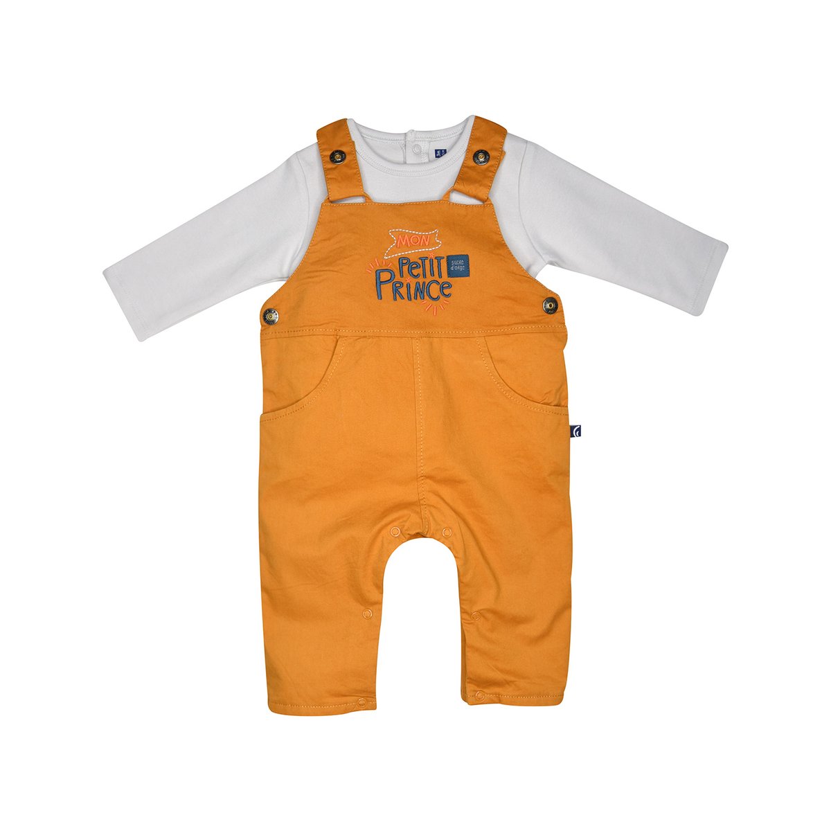 Tee shirt salopette iker twill long bebe orange, SUCRE D'ORGE