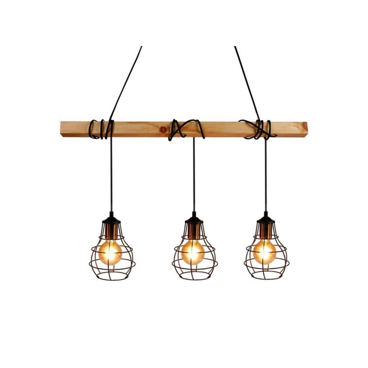 Suspension En Bois Et Métal Indus noir, OSTARIA