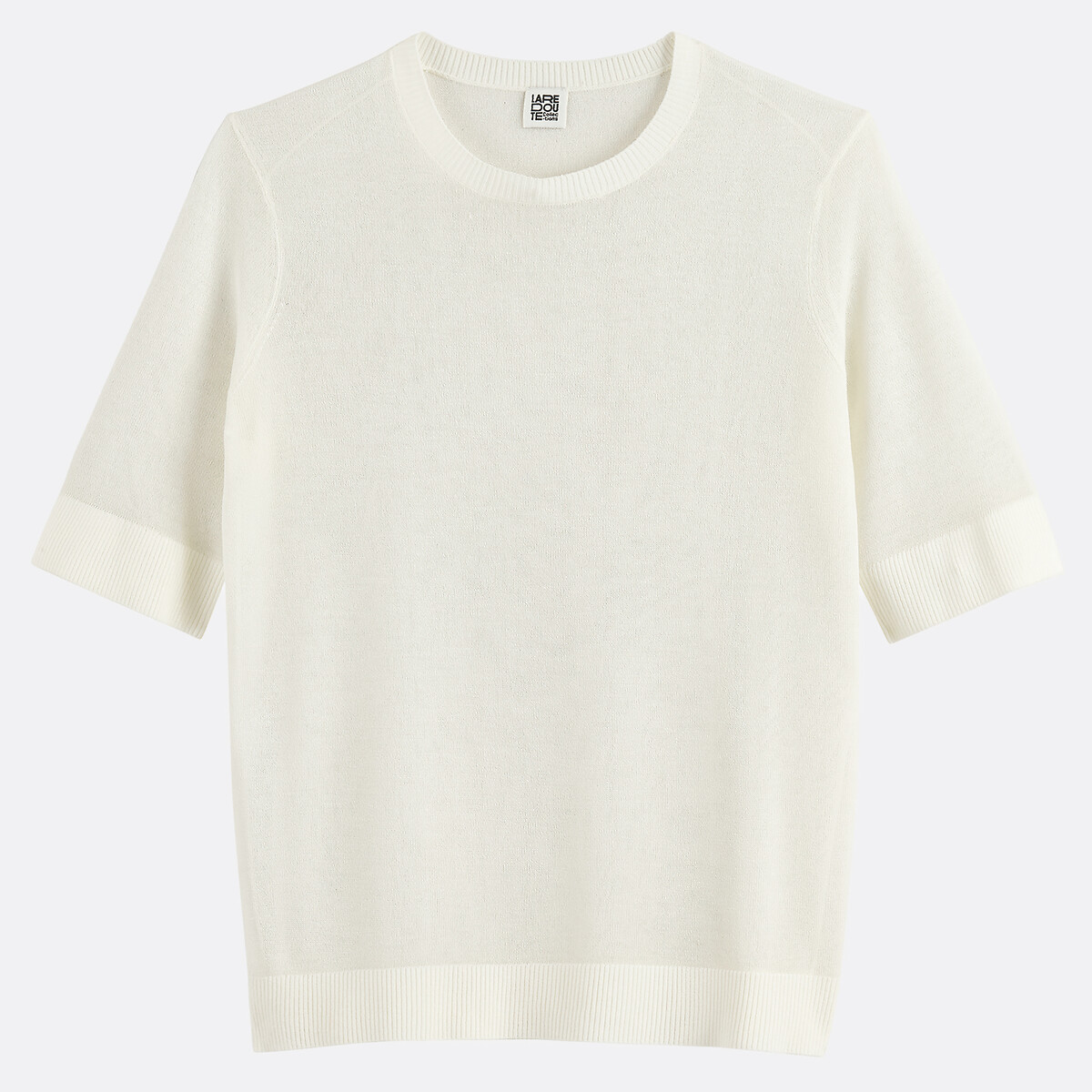 Pull col rond, en fine maille ivoire, LA REDOUTE COLLECTIONS