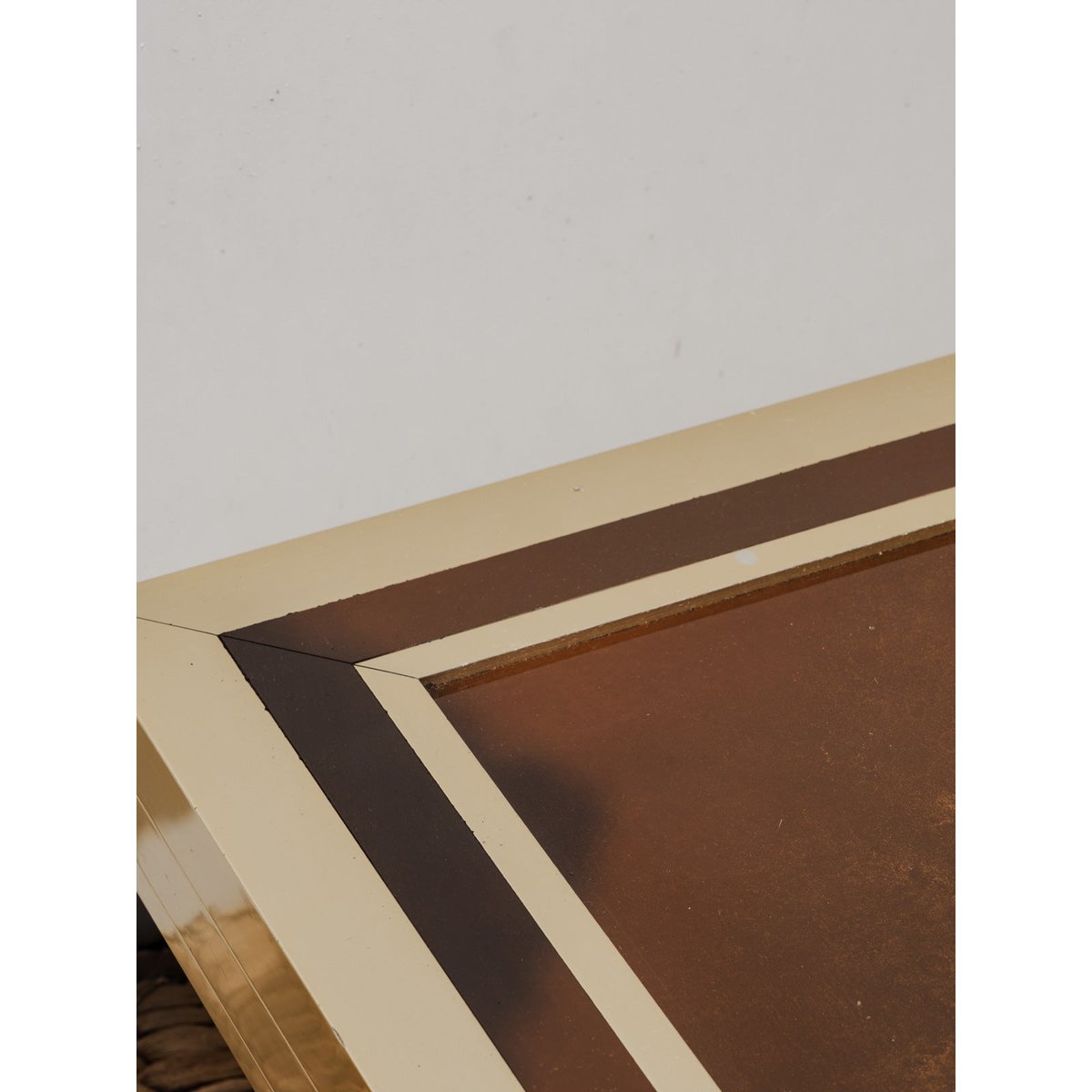 Table basse dorée et marron Donna N°914 - Bon état doré, DEBONGOUT