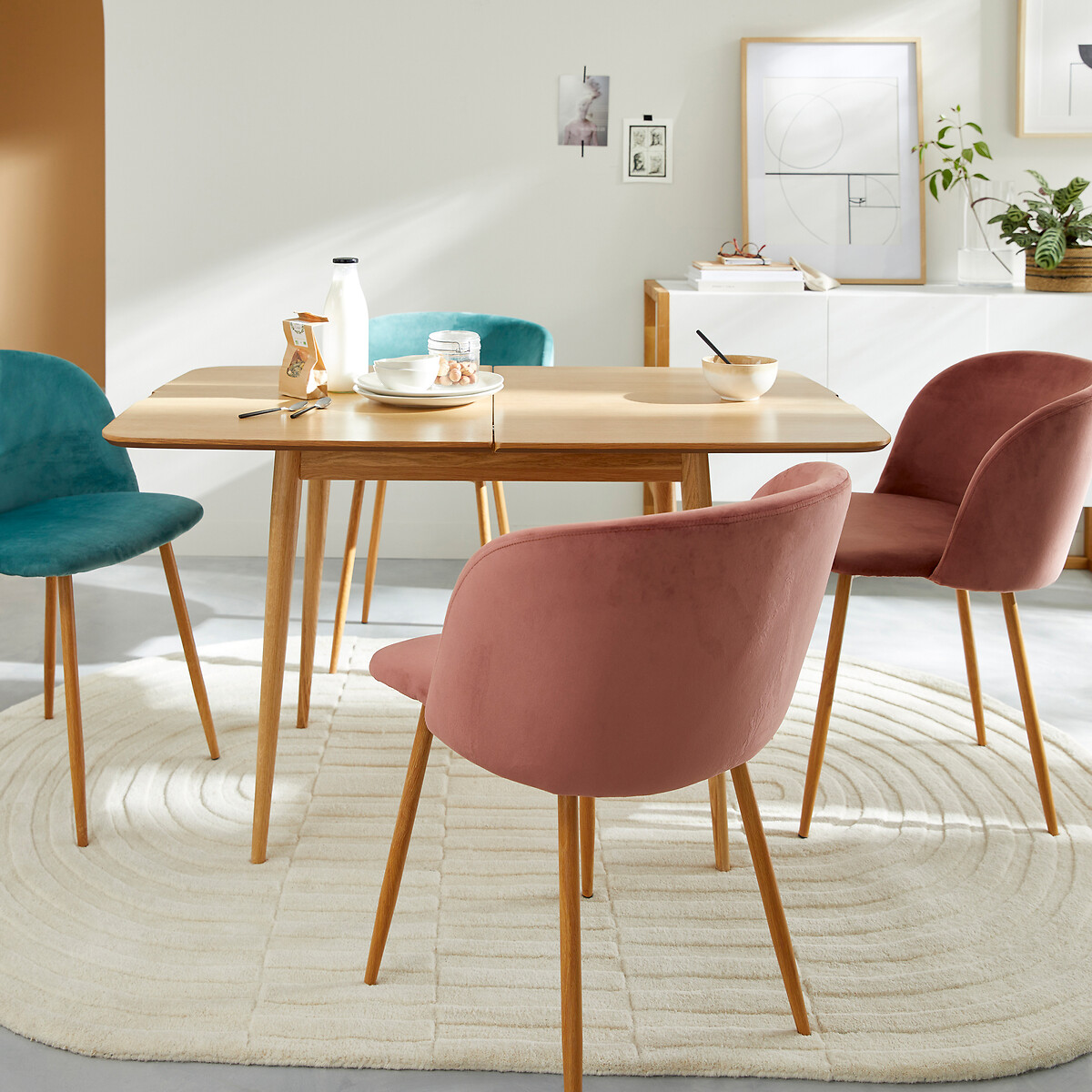 Aylin Extending Dining Table in Oak Veneer oak, LA REDOUTE INTERIEURS