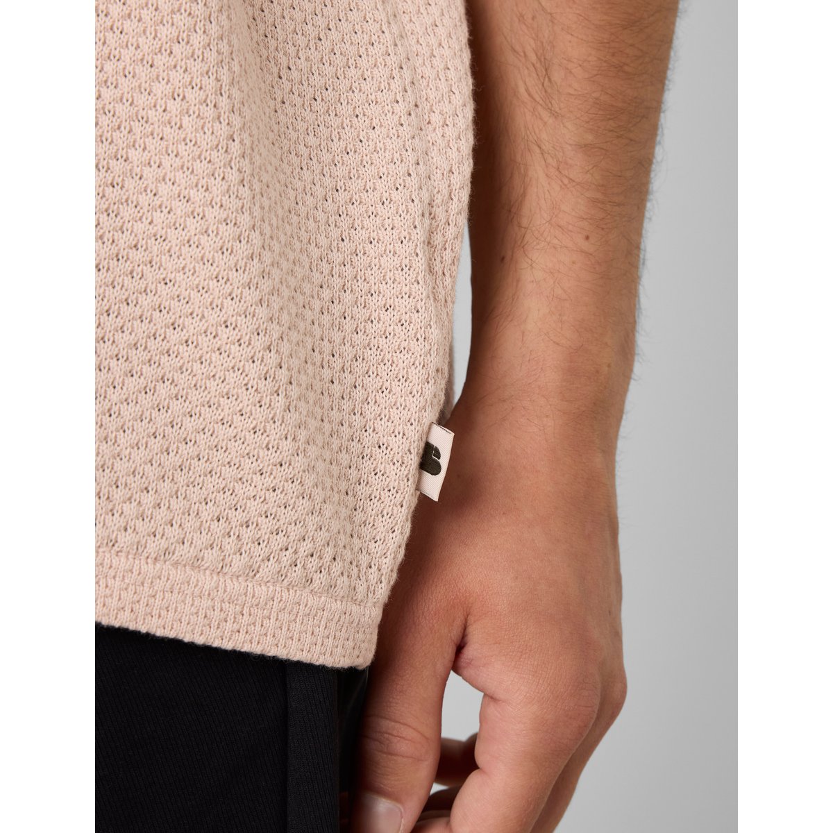 T-shirt maille texturée rose pâle, BZB