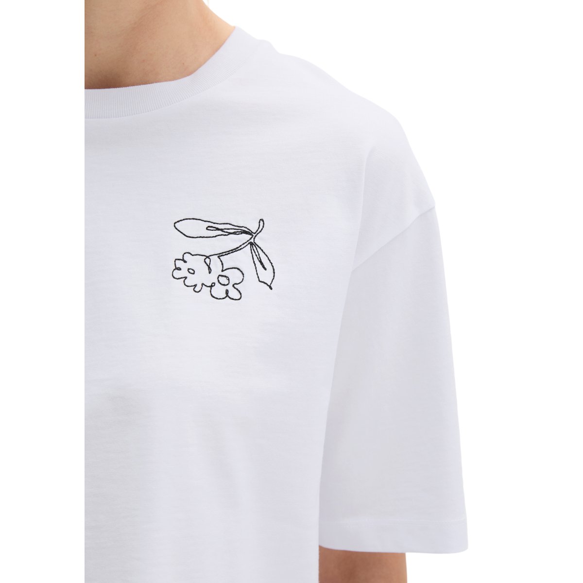Sweat-shirt oversized boxy en single jersey doux blanc, MARC O'POLO