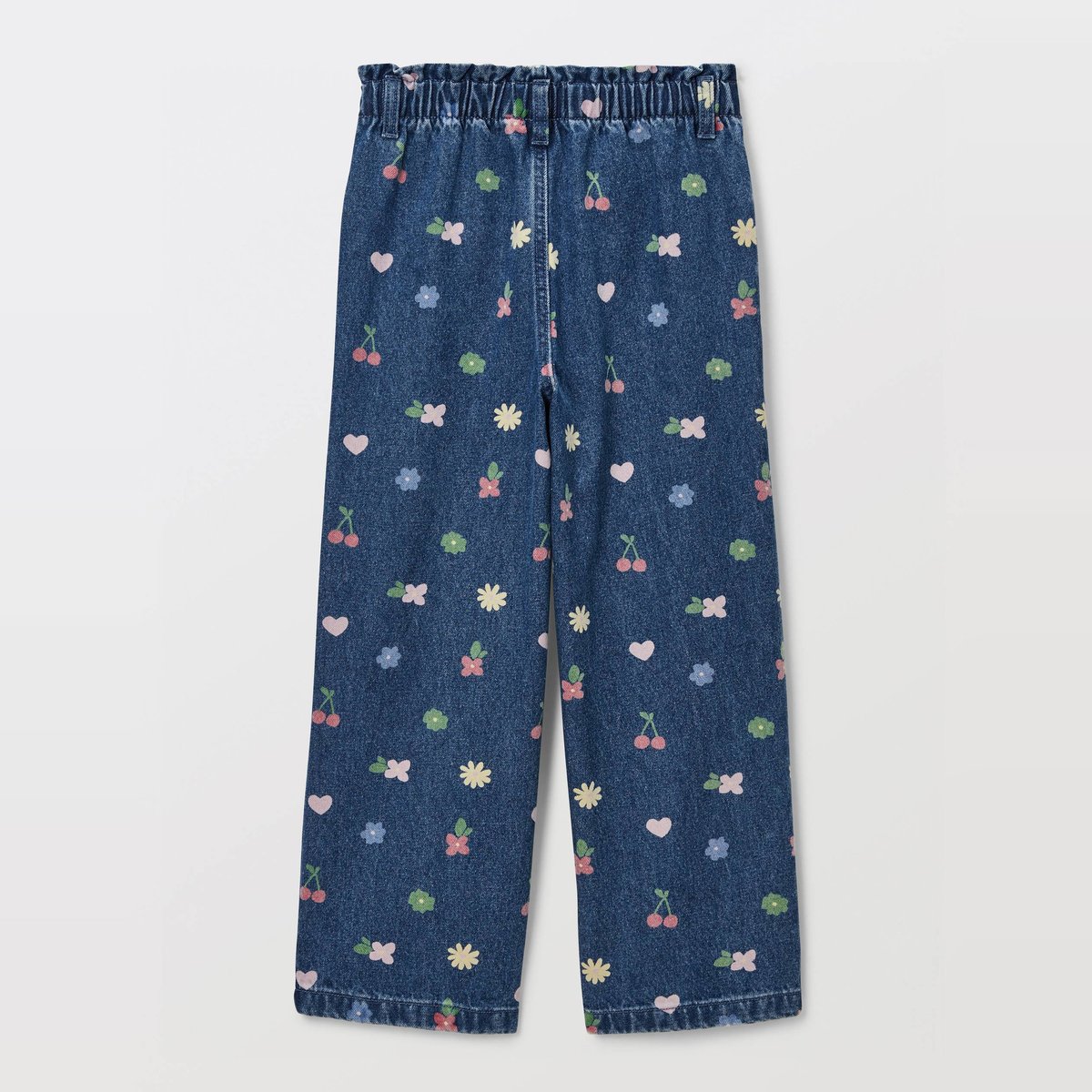 Jean taille élastiquée imprimé bleach denim, MONOPRIX