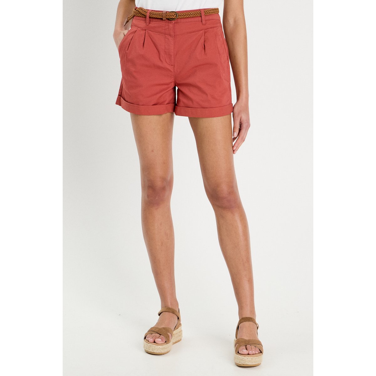 Short chino ceinturé vieux rose, CACHE CACHE