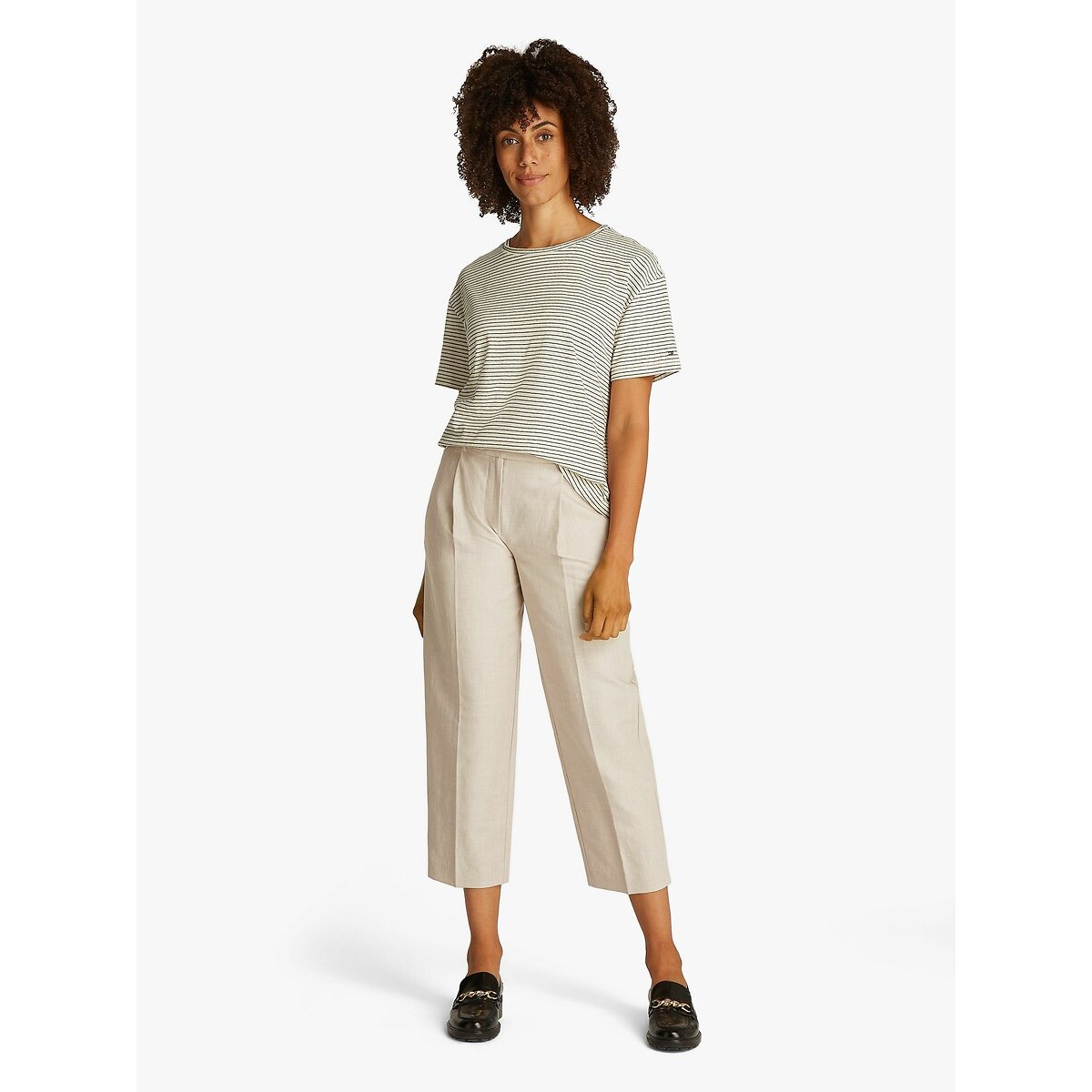 Ankle Grazer Trousers with Wide Leg beige, TOMMY HILFIGER