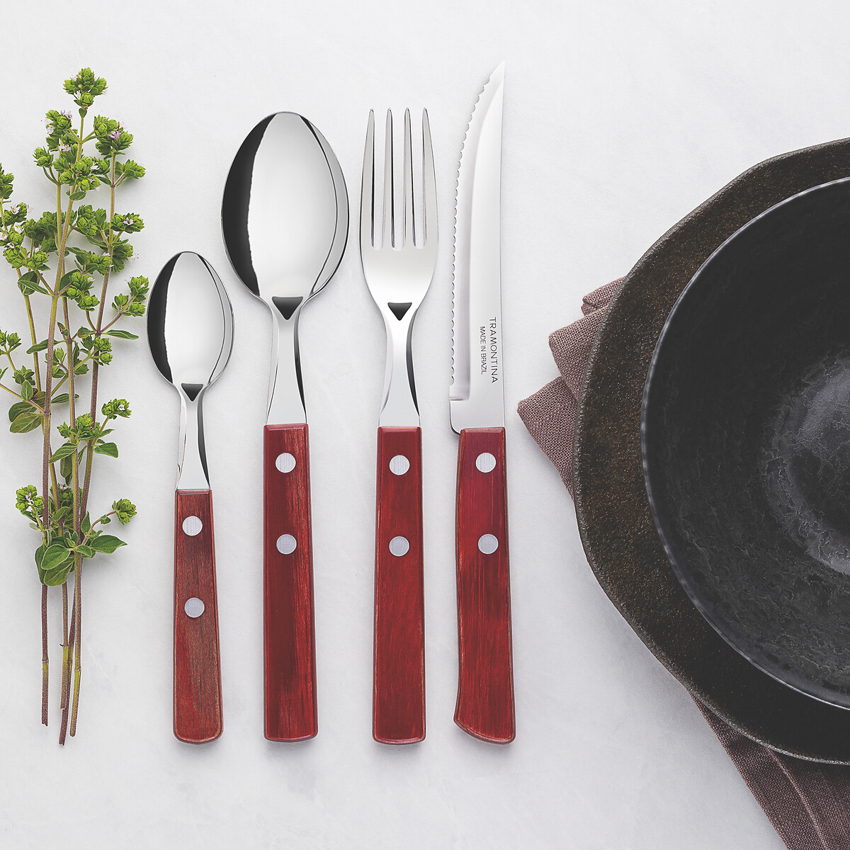 Faqueiro POLYWOOD com 24 peças Inox, da Tramontina inox, TRAMONTINA