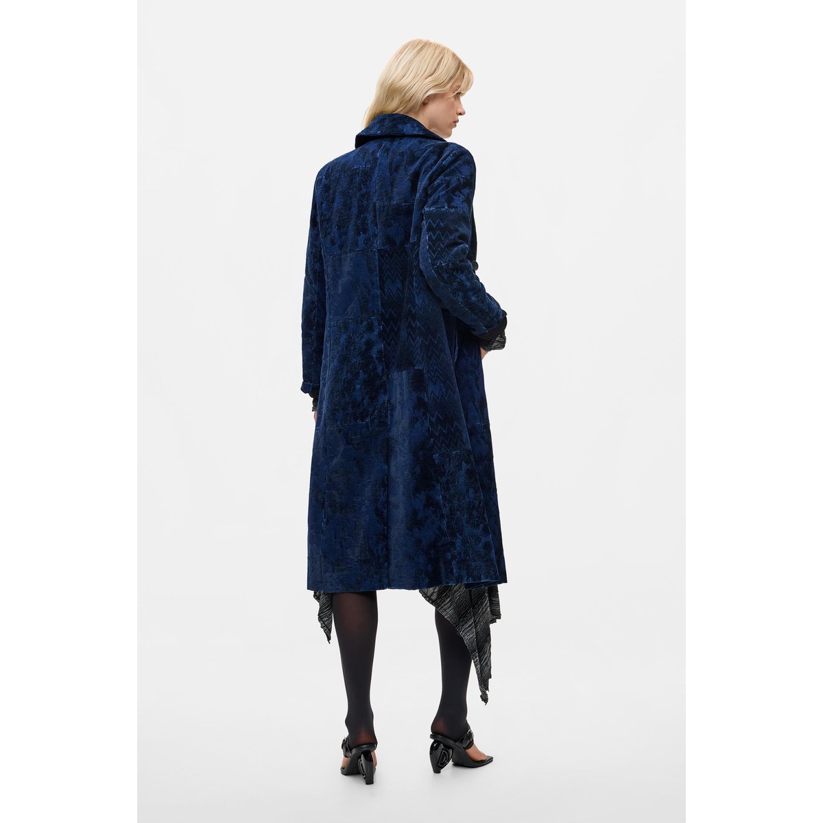 Manteau droit jacquard bleu, DESIGUAL