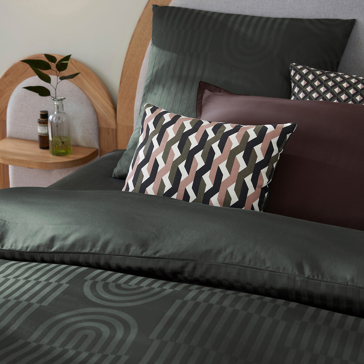 Housse de couette en satin de coton, Varano vert cèdre, LA REDOUTE INTERIEURS