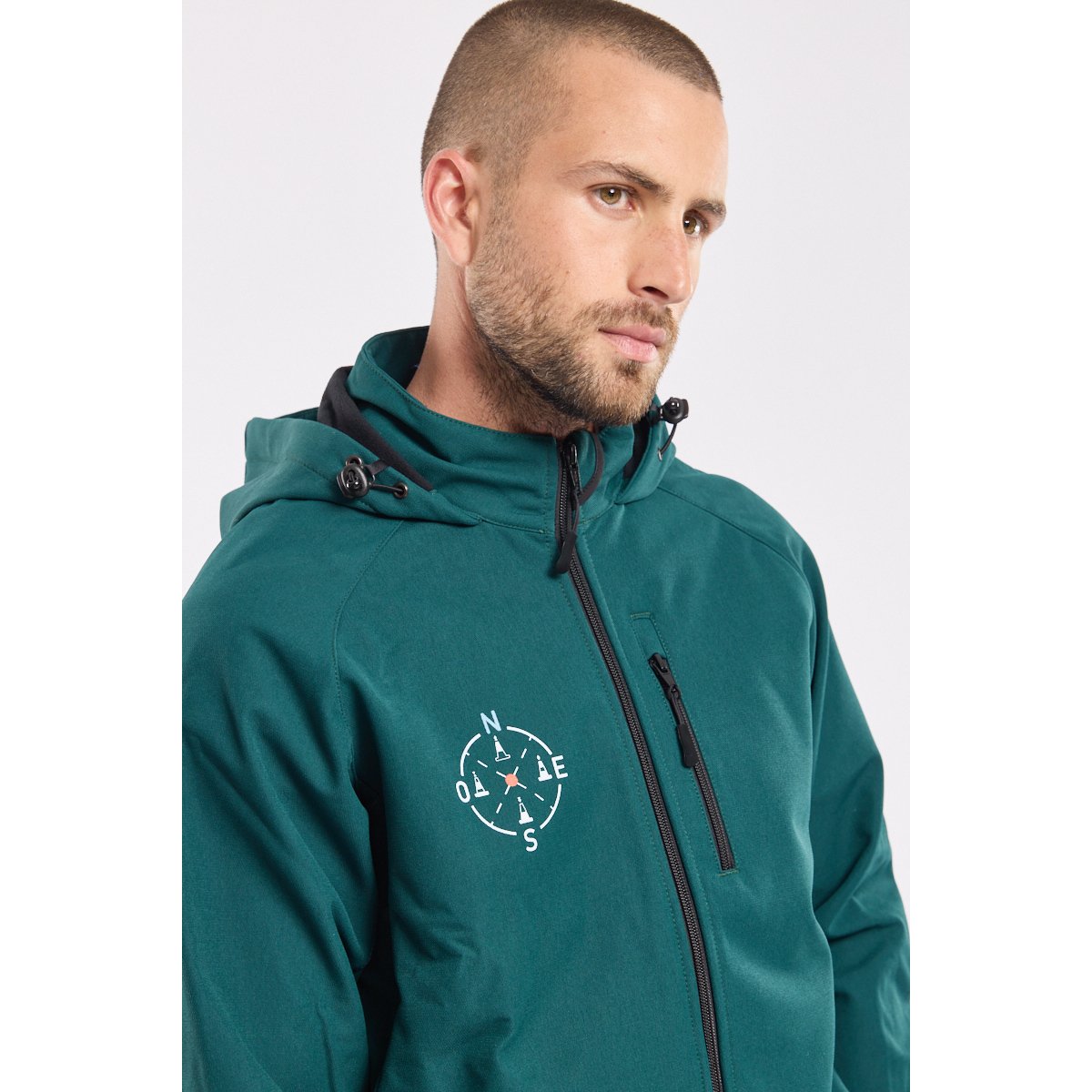 Veste softshell sérigraphiée vert-codes maritimes, ARMOR-LUX