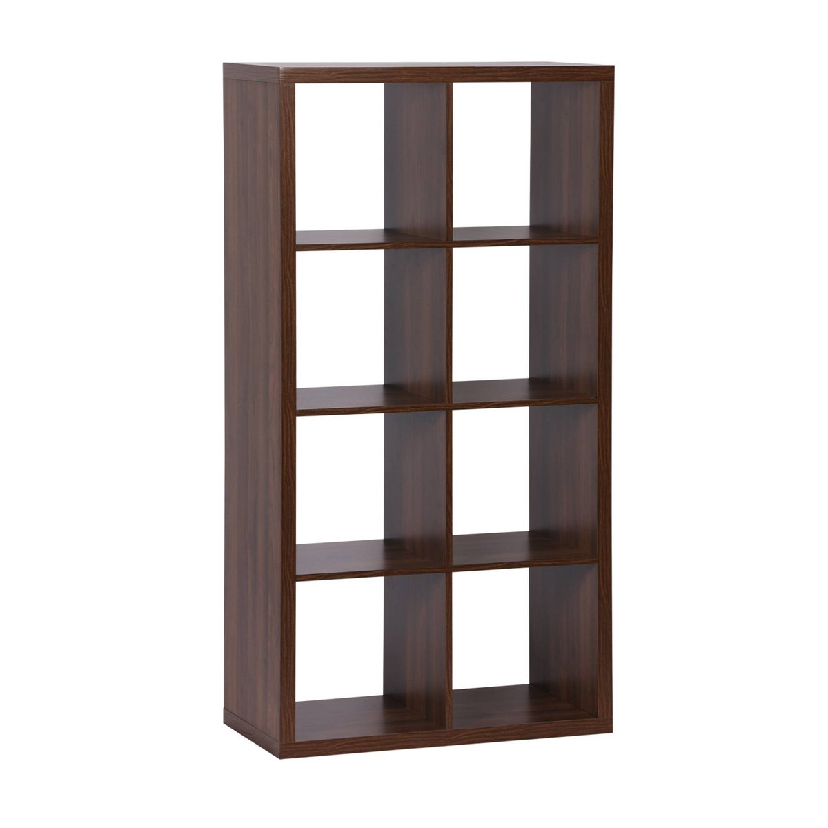 Etagère bibliothèque décor bois 4 niveaux 8 compartiments BASIKS noyer, SWEEEK