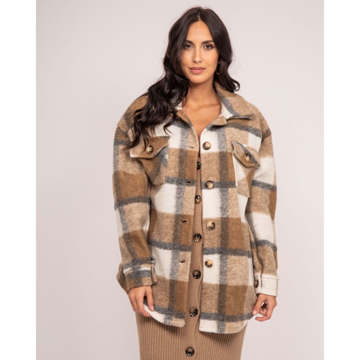 Surchemise Carreaux Ukarl beige, DONA LISA