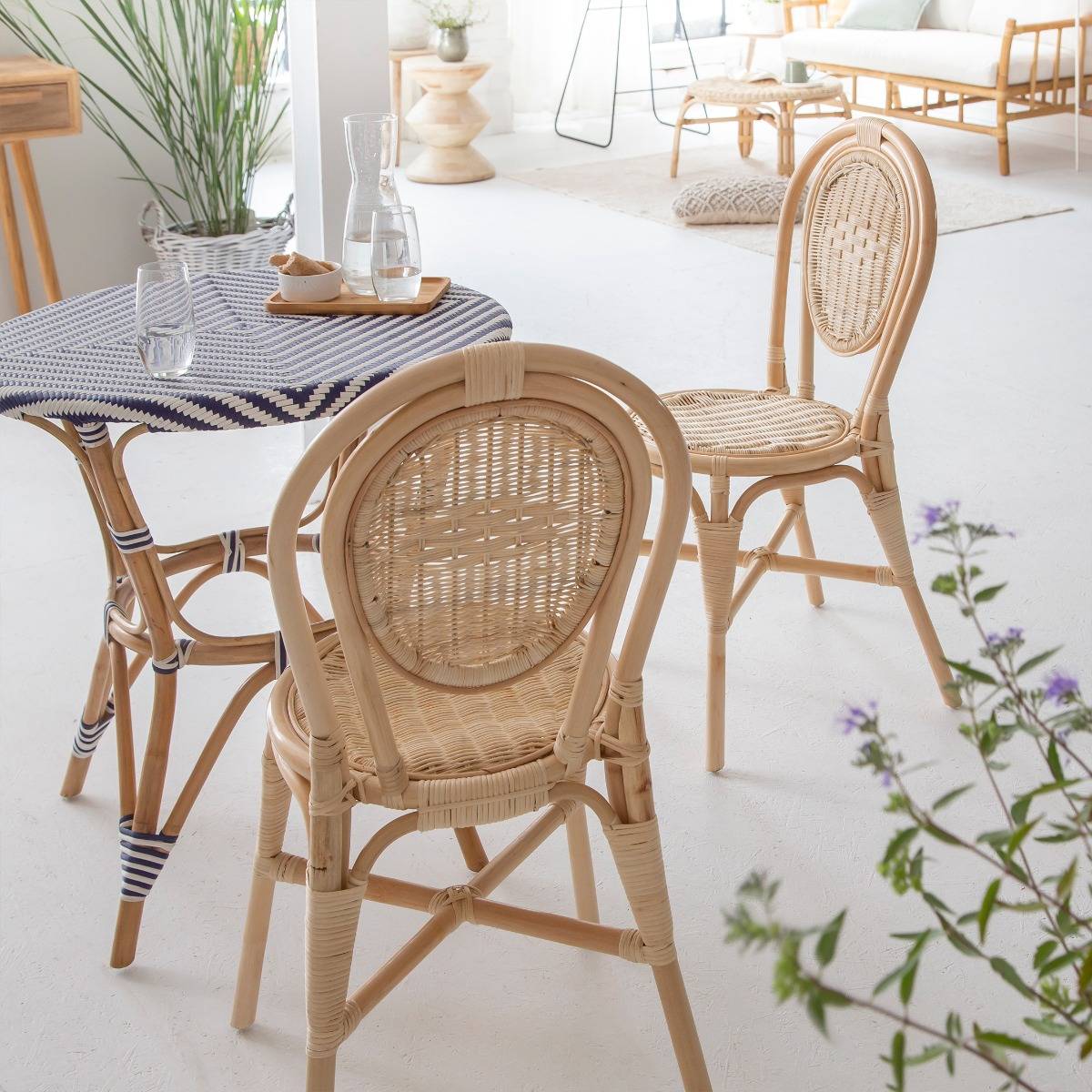 Lot de 2 chaises en rotin NOHAN bois clair, MADE IN MEUBLES