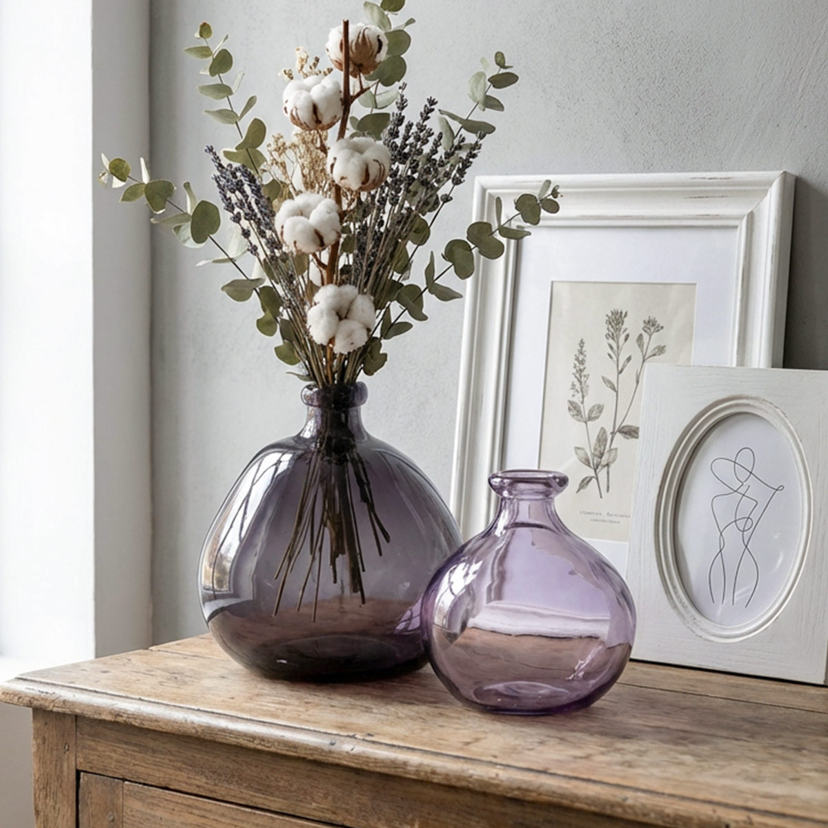Vase dame-jeanne en verre recyclé h 18 cm SCANDIC parme, SENSEI MAISON