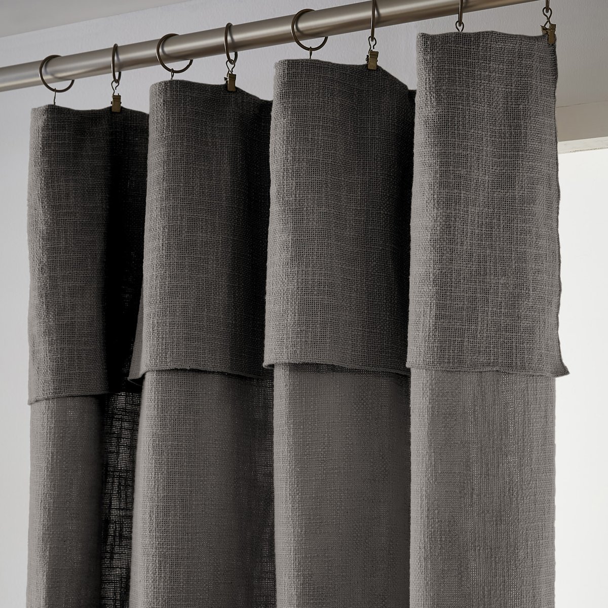 Rideau ajustable en 100% Coton Slub ardoise, EDEN