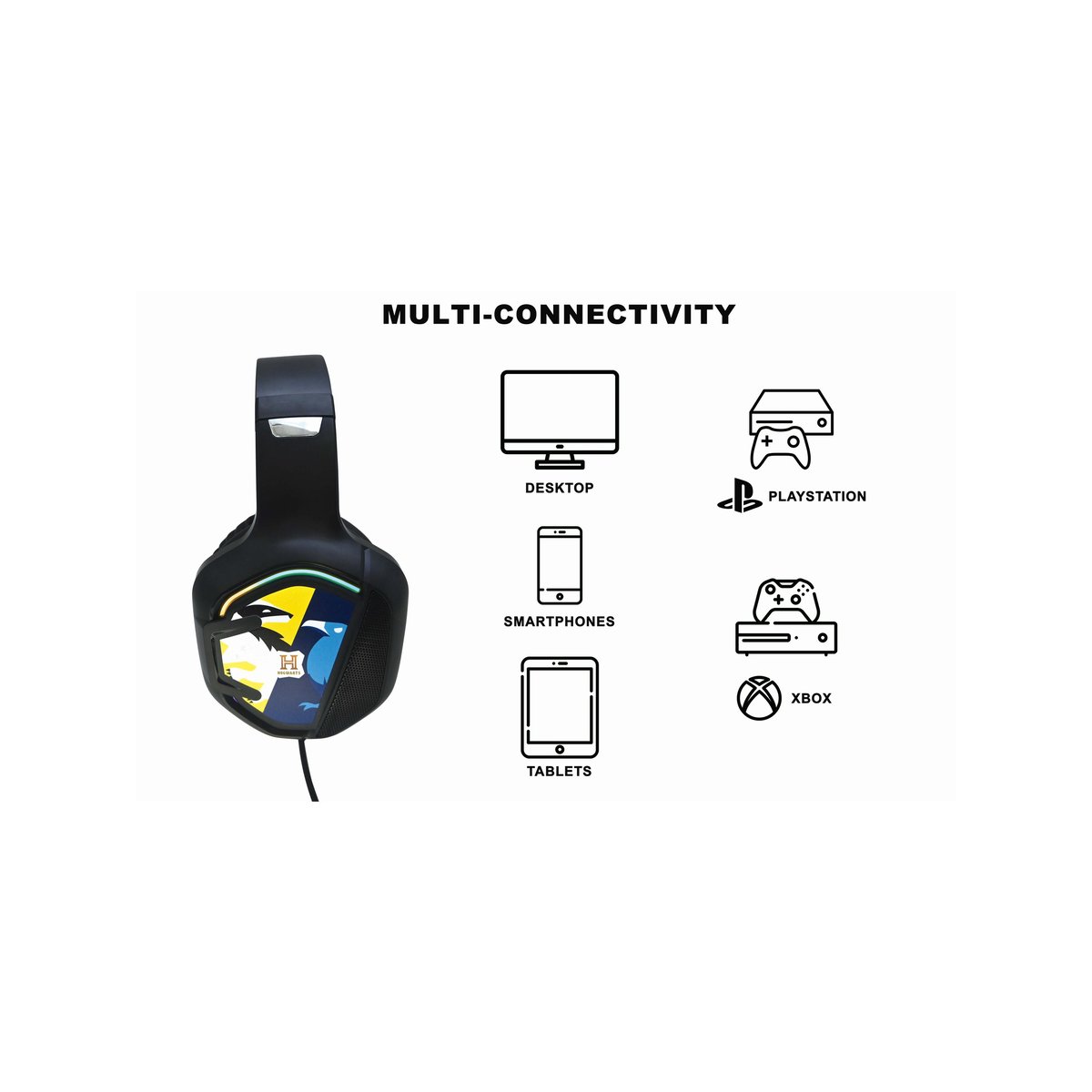 Casque Gaming Filaire lumineux avec micro desgin Harry Potter noir, LEXIBOOK