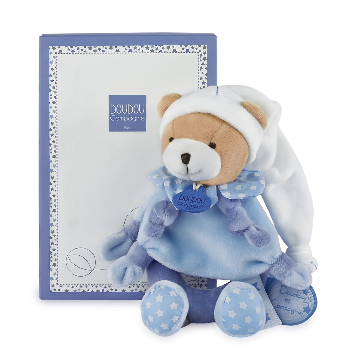 Peluche hochet petit chou bleu, DOUDOU ET COMPAGNIE