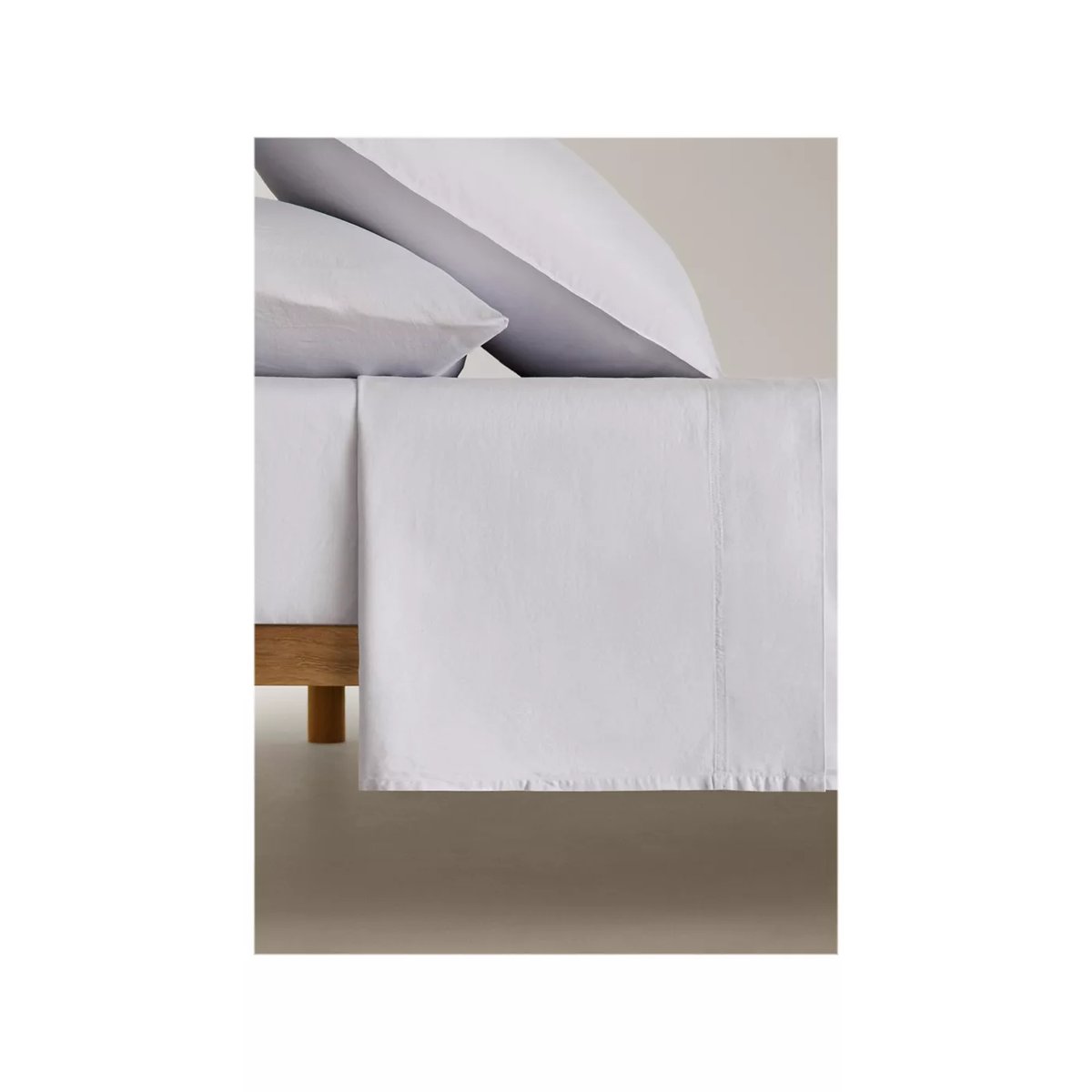 Drap plat en satin double surpiqûre Lit 90 cm violet clair/pastel, MANGO HOME