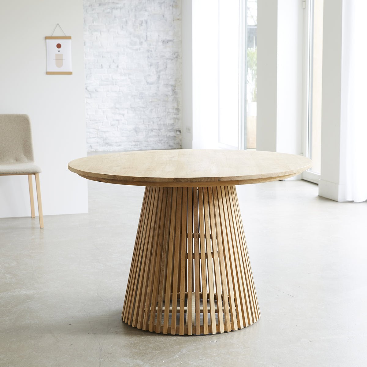 Table en teck massif ronde 4 pers.  VICTORIA naturel, BERAH GETAH