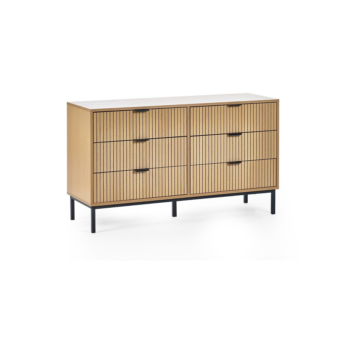 Gia Slatted Oak 6 Drawer Chest oak, SO'HOME