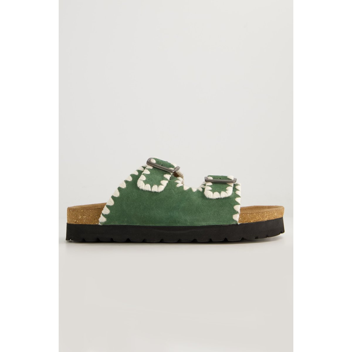 Mules en cuir, broderies fantaisie , pied large algue, STUDIO UNTOLD
