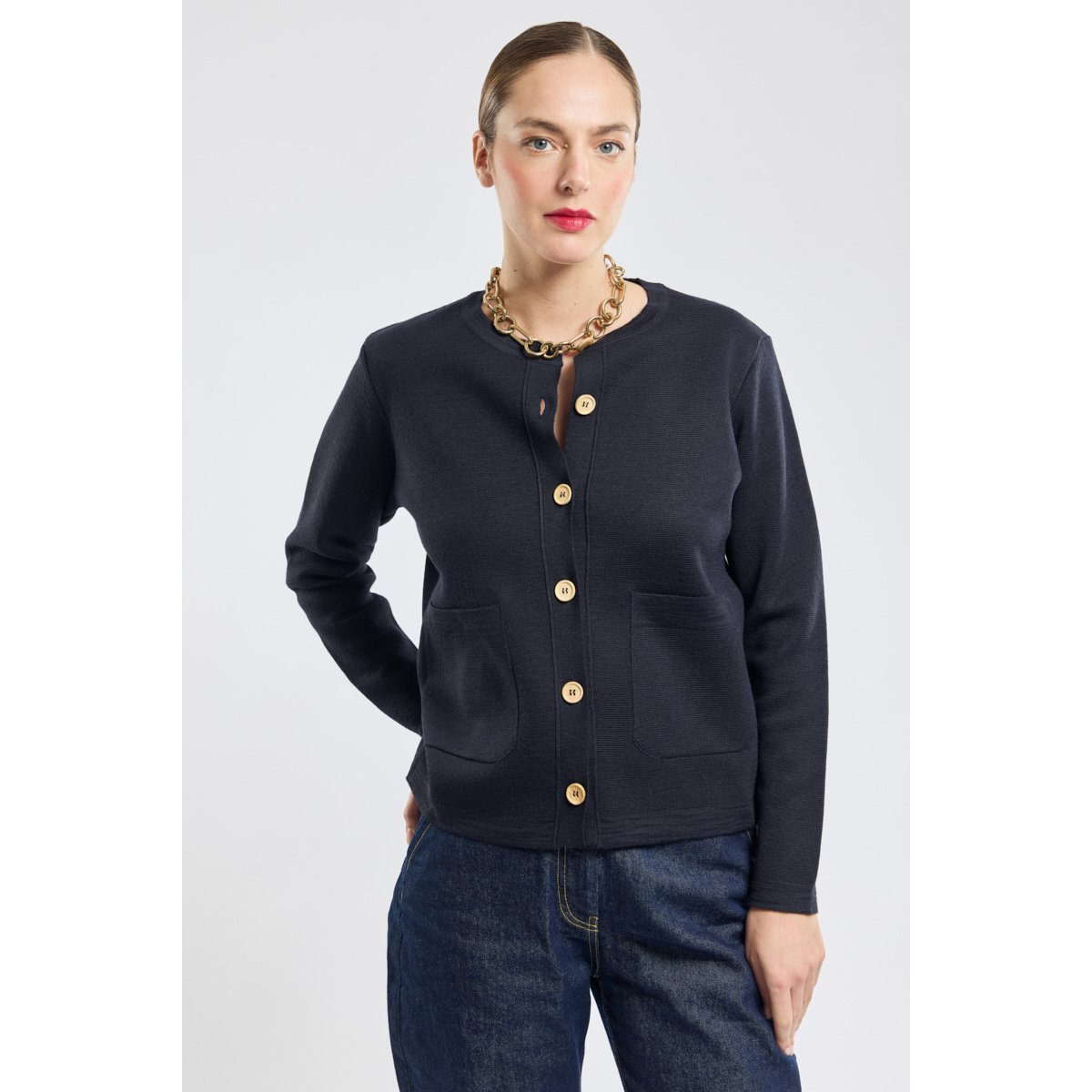 Cardigan en laine rich navy, ARMOR-LUX