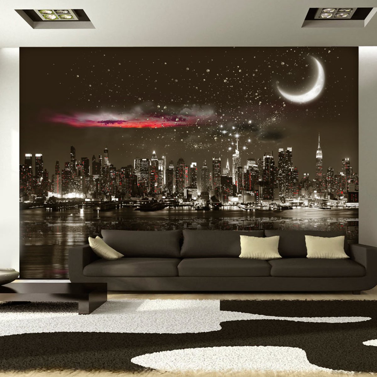 Papier peint intissé panoramique Ville et Architecture Starry Night Over NY noir, EDEN