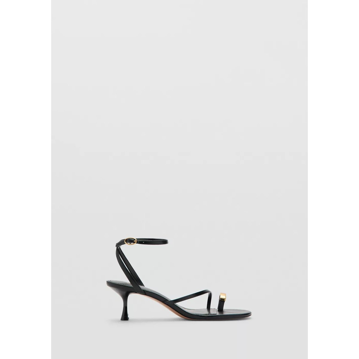 Sandale à talon avec brides croisées noir, MANGO
