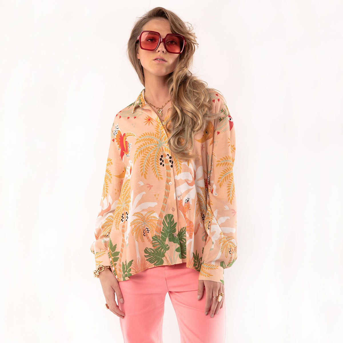 Chemise manches longues à motifs CIAOAMORE rose nude, WILD
