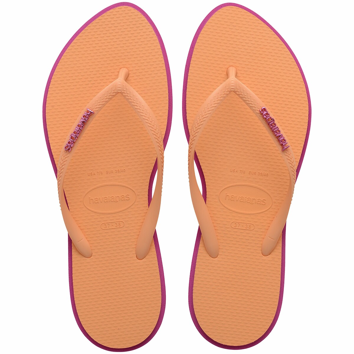 Slim Fit Flip Flops pink/ecru striped, HAVAIANAS