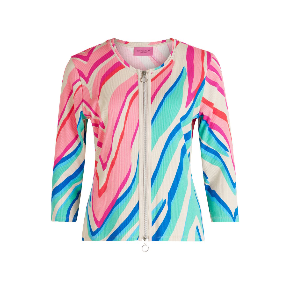 Cardigan façon t-shirt de texture côtelée mint/rosé, BETTY BARCLAY