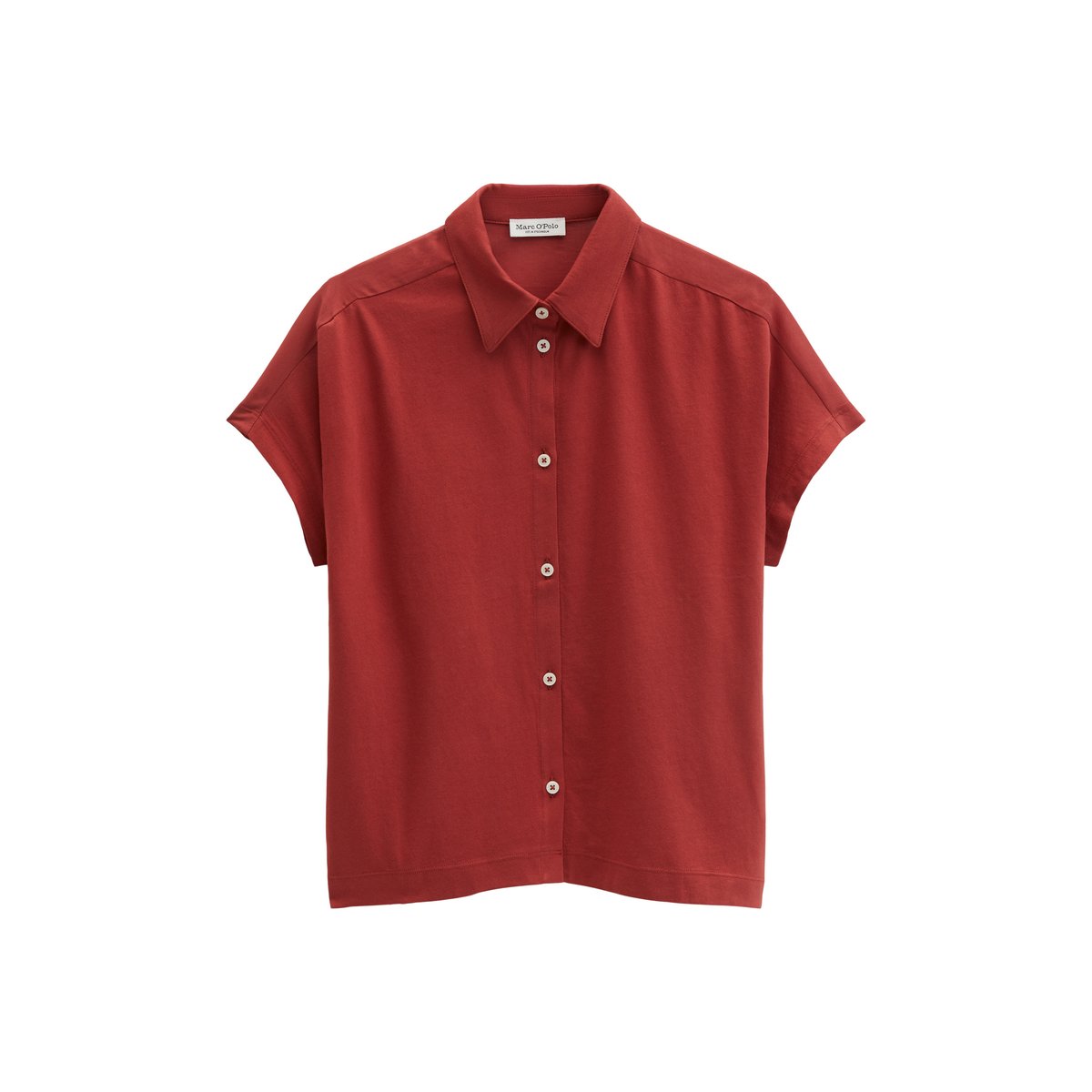 Blouse en jersey large en mélange de matériaux rouge foncé, MARC O'POLO
