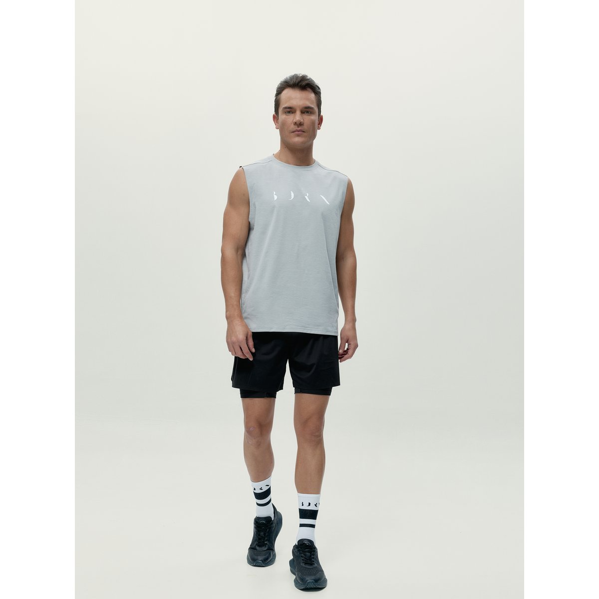 T-shirt de sport homme Daxon Sans manches gris moyen, BORN