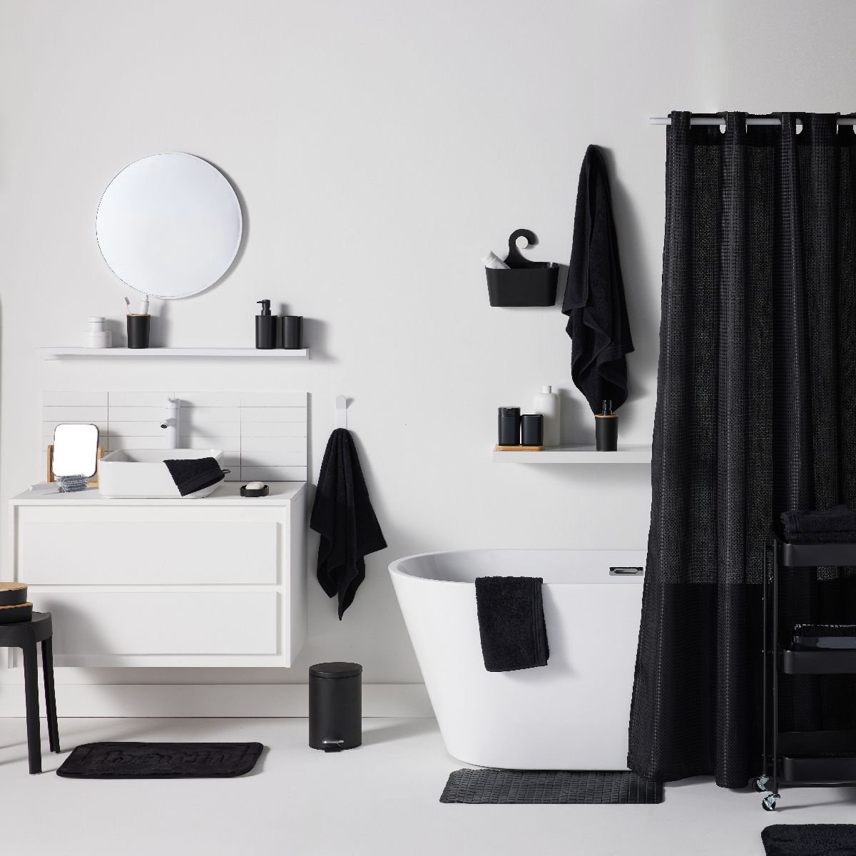 Accessoires de salle de bain pour savon et brosse à dents BATHROOM noir, UTILITY