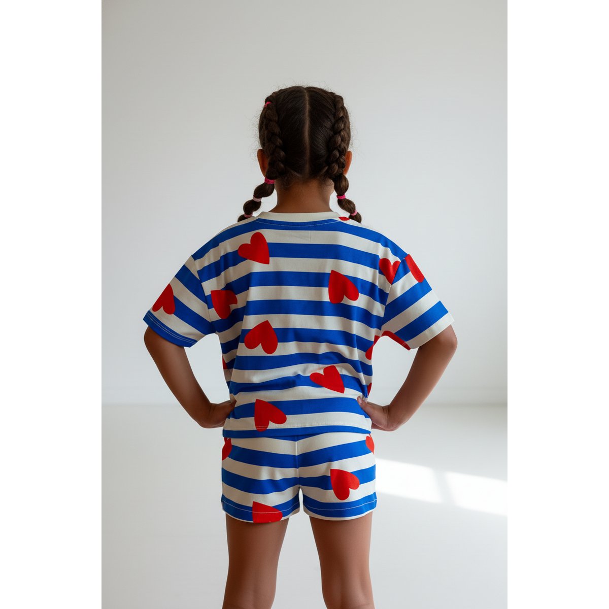 Pyjama enfant coton imprimé bleu rayures, WE ARE JOLIES