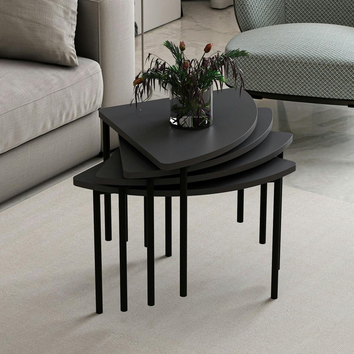 Table basse gigogne petit espace, finition anthracite JENA anthracite, PIER IMPORT
