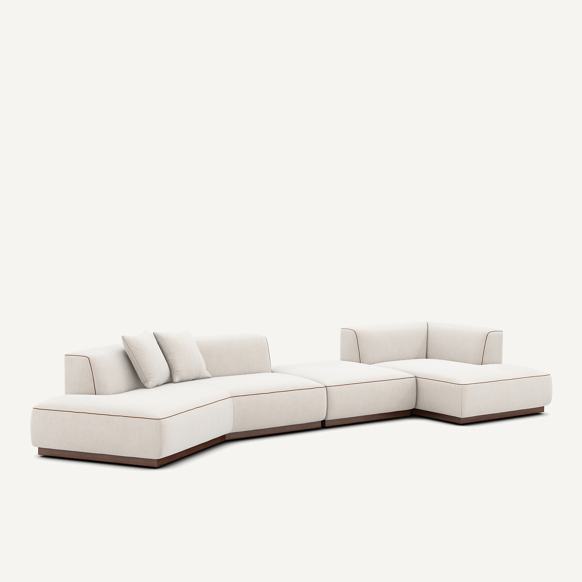 Canapé d'angle droit ouvert avec repose-pieds en velours chenillé, JACOPO blanc, AM.PM