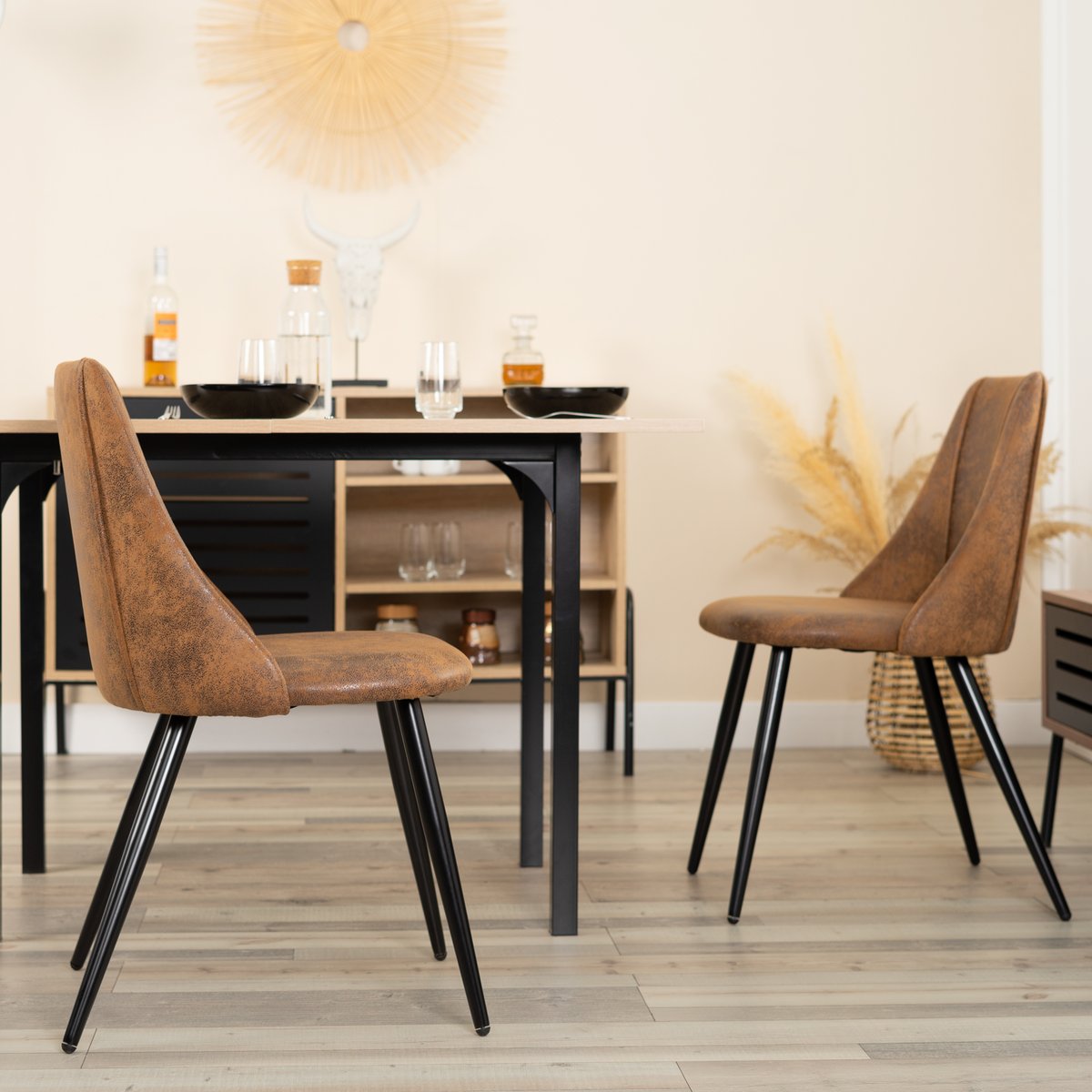 Lot de 2 chaises de salle à manger vintage, SMEG marron, MEUBLES COSY
