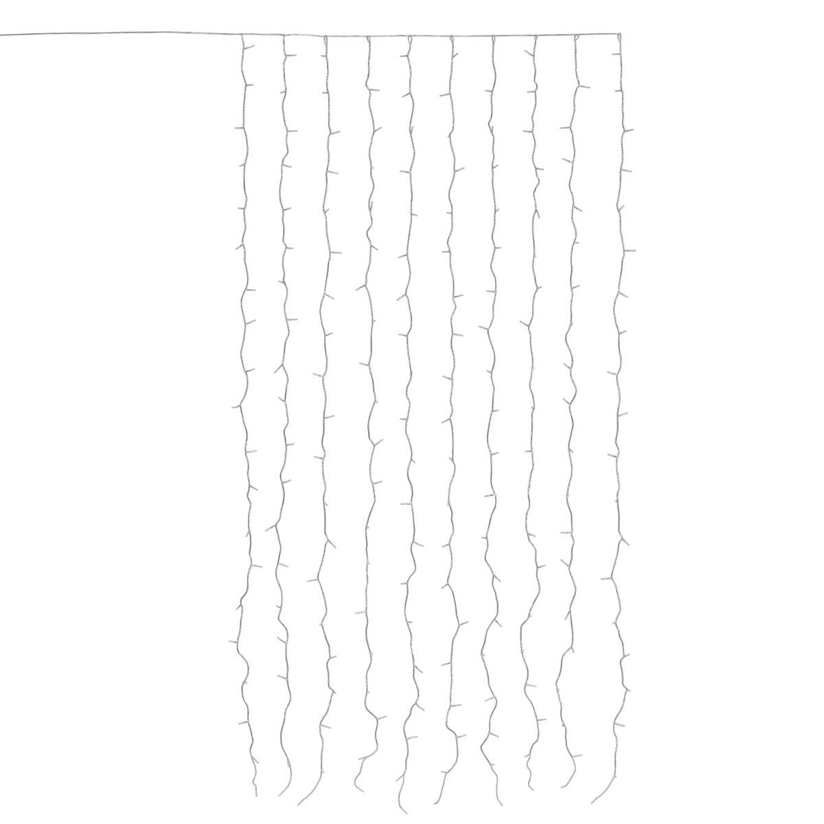 Rideau lumineux de façade d'extérieur 0,9 x 2 m 200 LED blanc froid 8 fonctions avec minuteur à piles blanc froid, FEERIC LIGHTS & CHRISTMAS