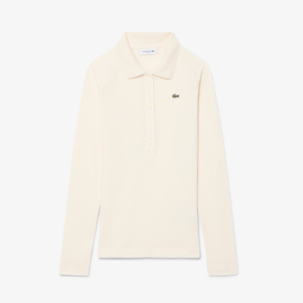 Polo manches longues maille côtelée slim fit beige-xfj, LACOSTE