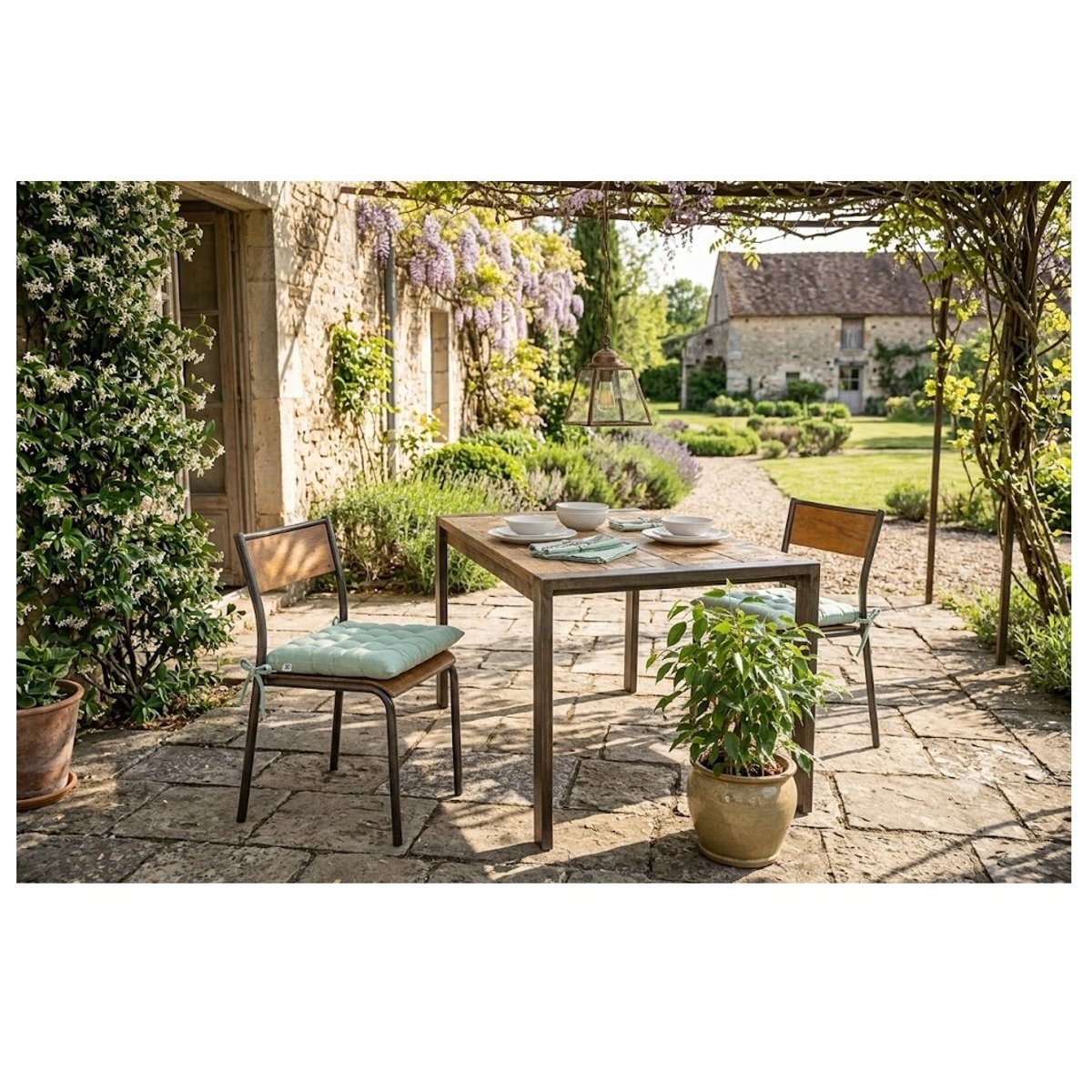 Assise de chaise matelassée en coton Kalas menthe, EDEN