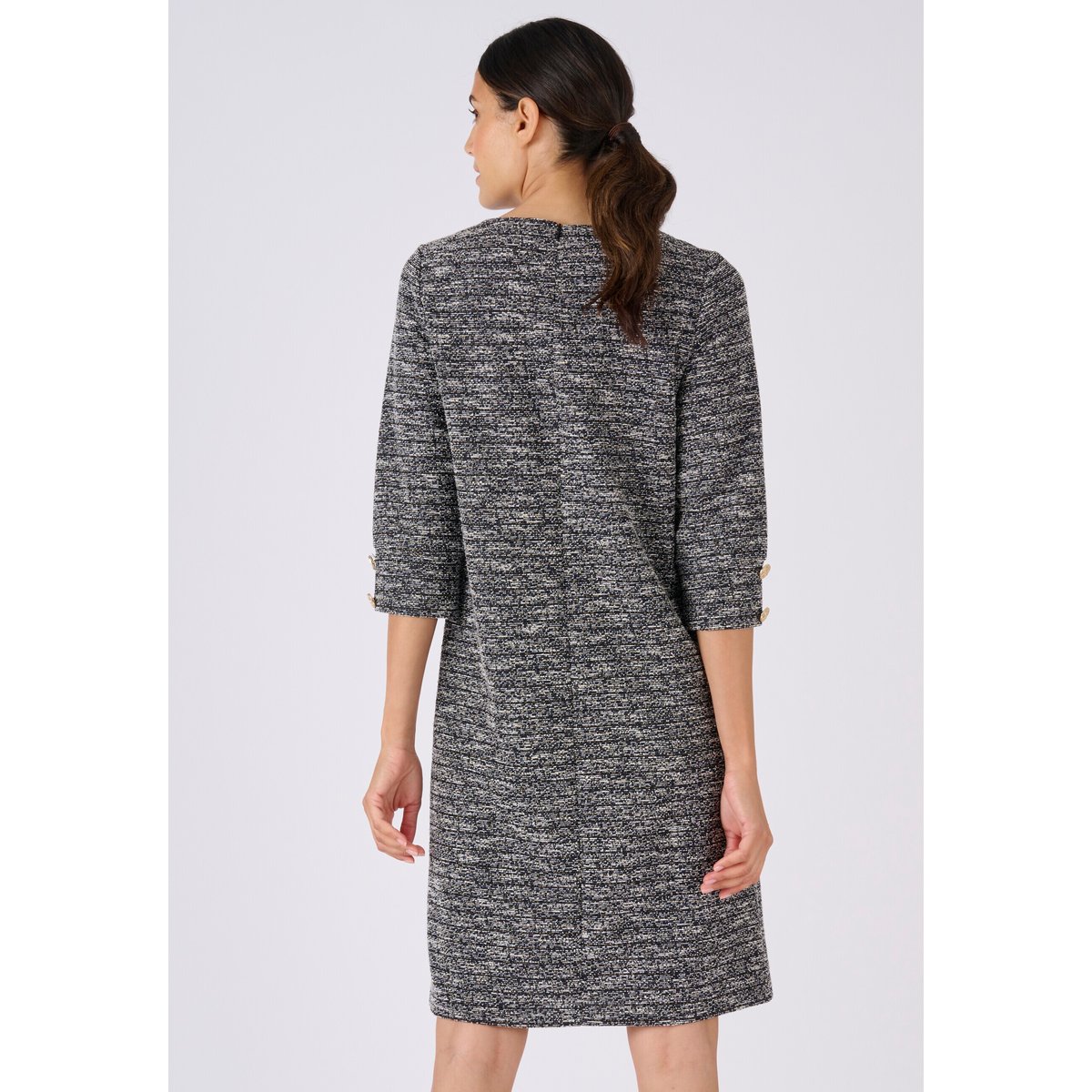 Robe droite effet tweed bleu noir chiné, DAMART