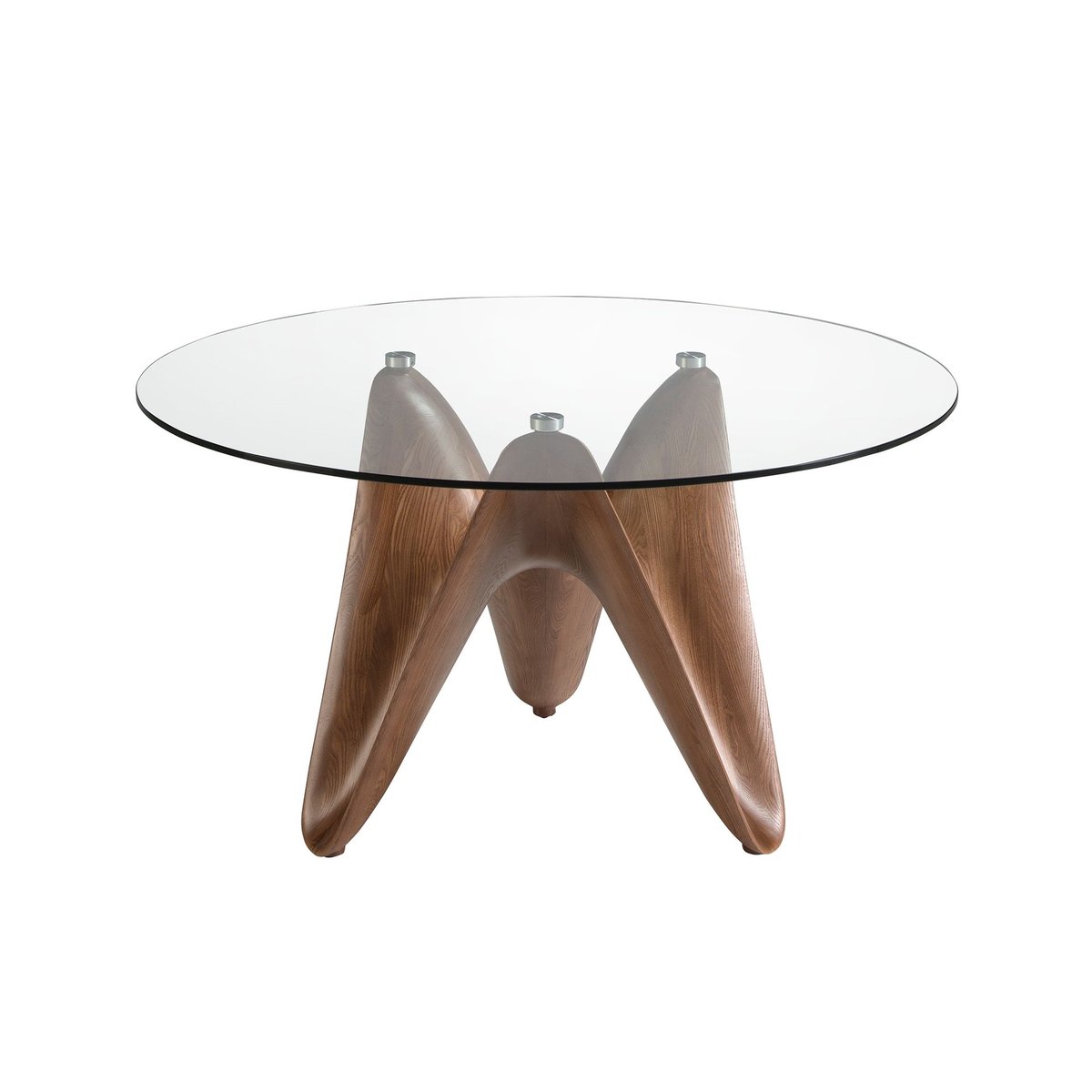 Table à manger ronde verre trempé et noyer verre | noyer, ANGEL CERDA