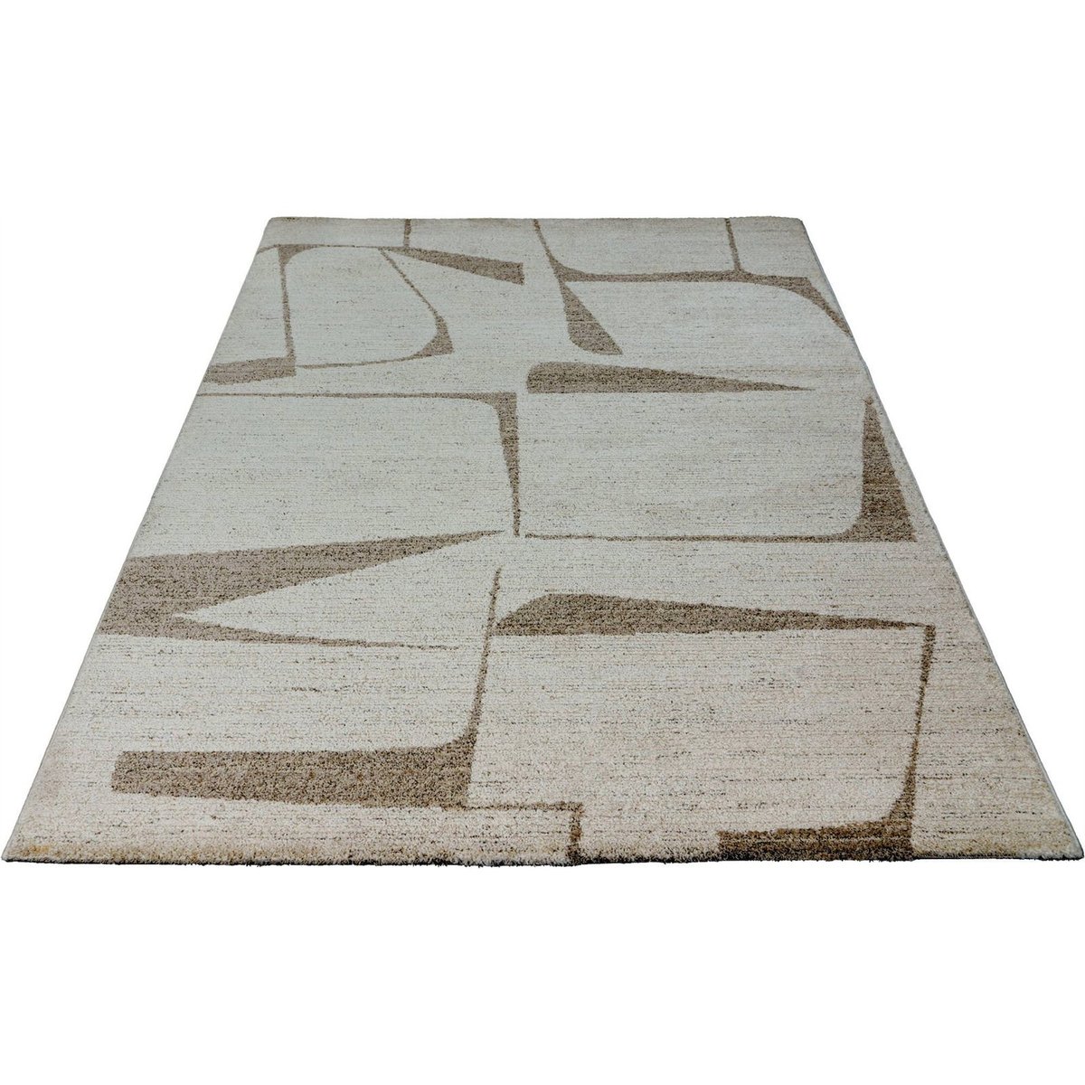 Tapis rectangulaire en polypropylène Napoli crème beige avec accents taupe, ARTE ESPINA